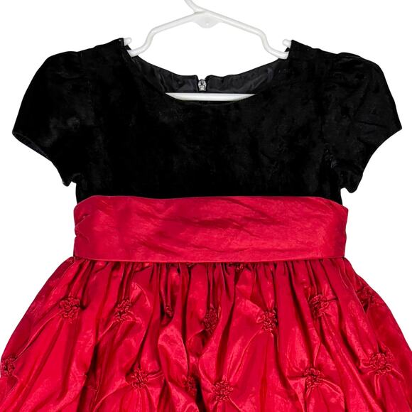 Cinderella Couture Girls Black Velvet and Red Satin Christmas Holiday Dress | 3T - Picture 3 of 6